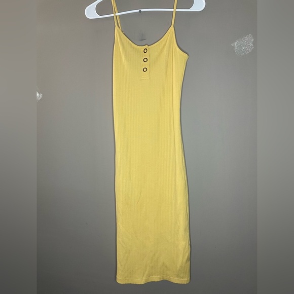 Forever 21 Yellow Spaghetti Strap Ribbed Dress Size S - Picture 1 of 6